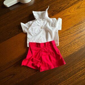 American Girl Molly's Gowonagin Uniform Shorts & Shirt Red & White for 18" Doll